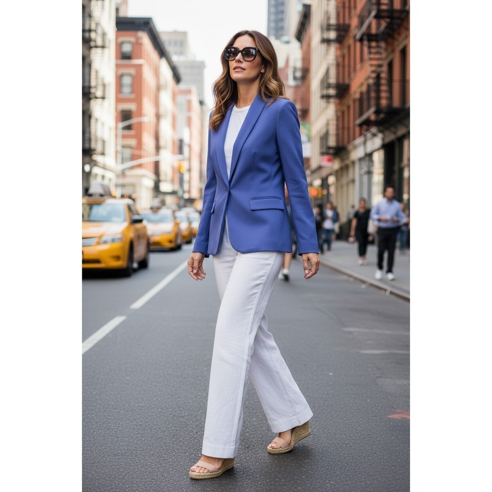 DKNY Blue Shawl Collar One Button Blazer Tailored Jacket Size 6‎ NWT